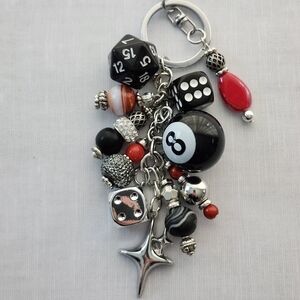 Dungeons Purse Charm or Keychain Handcrafted Glass Metal Rondels
